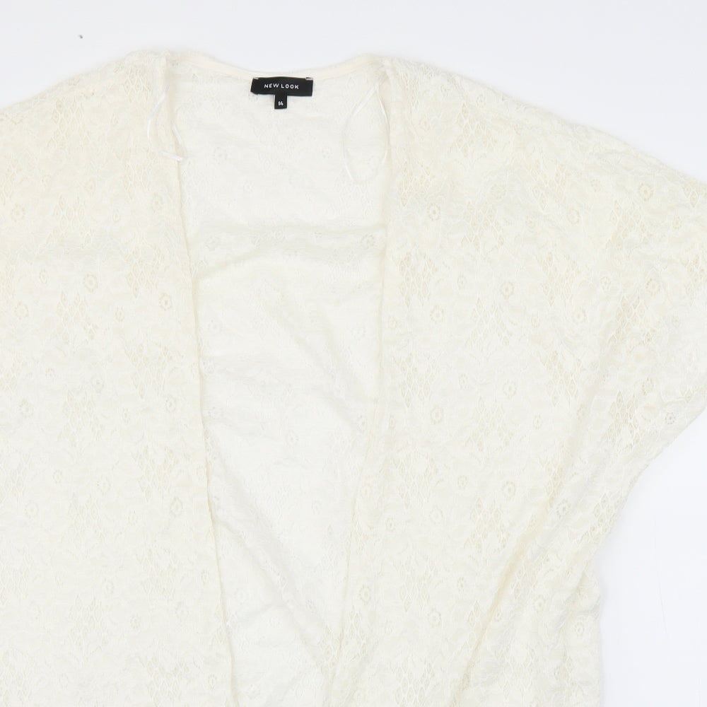New Look Womens Ivory Floral Lace Kimono Blouse Size 14
