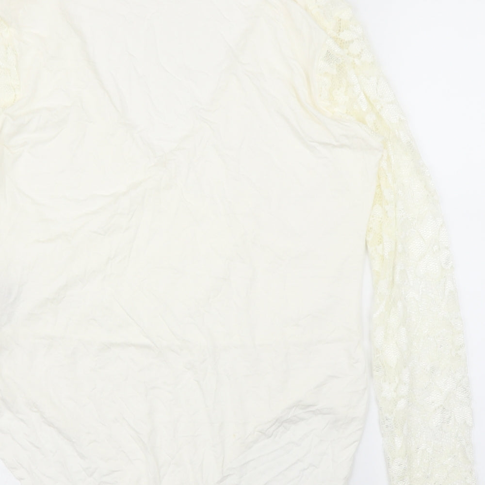 Boohoo Womens Ivory Floral Lace Leotard One-Piece Size 16