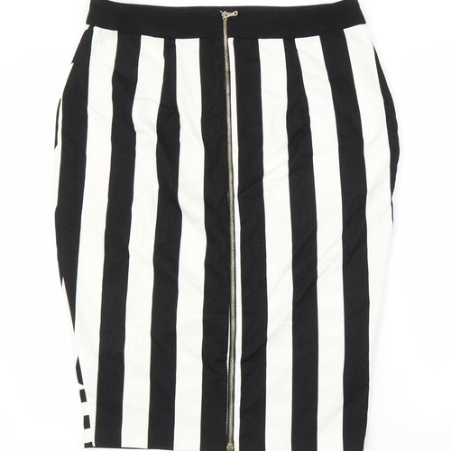 River Island Womens Black Striped  Straight & Pencil Skirt Size 16