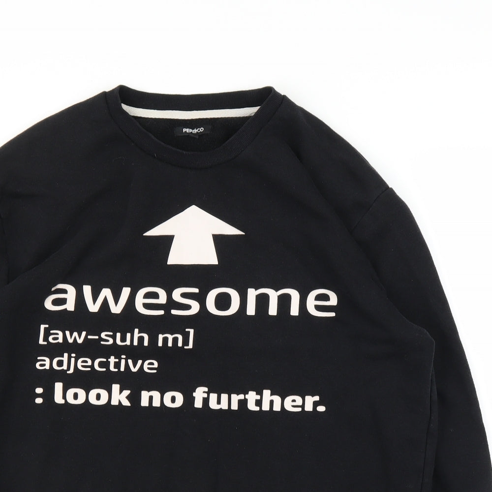 Pep&Co Mens Black   Pullover Sweatshirt Size XL