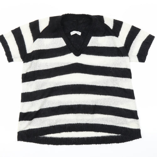 Topshop Womens Black Striped  Pullover Jumper Size 10
