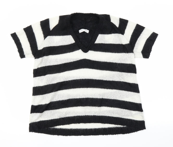 Topshop Womens Black Striped Pullover Jumper Size 10