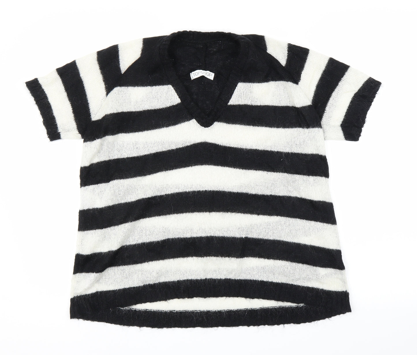 Topshop Womens Black Striped  Pullover Jumper Size 10
