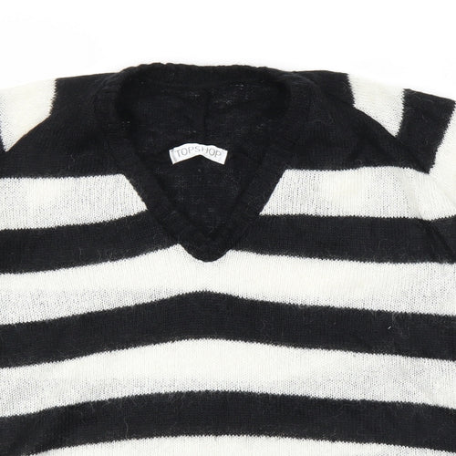 Topshop Womens Black Striped  Pullover Jumper Size 10