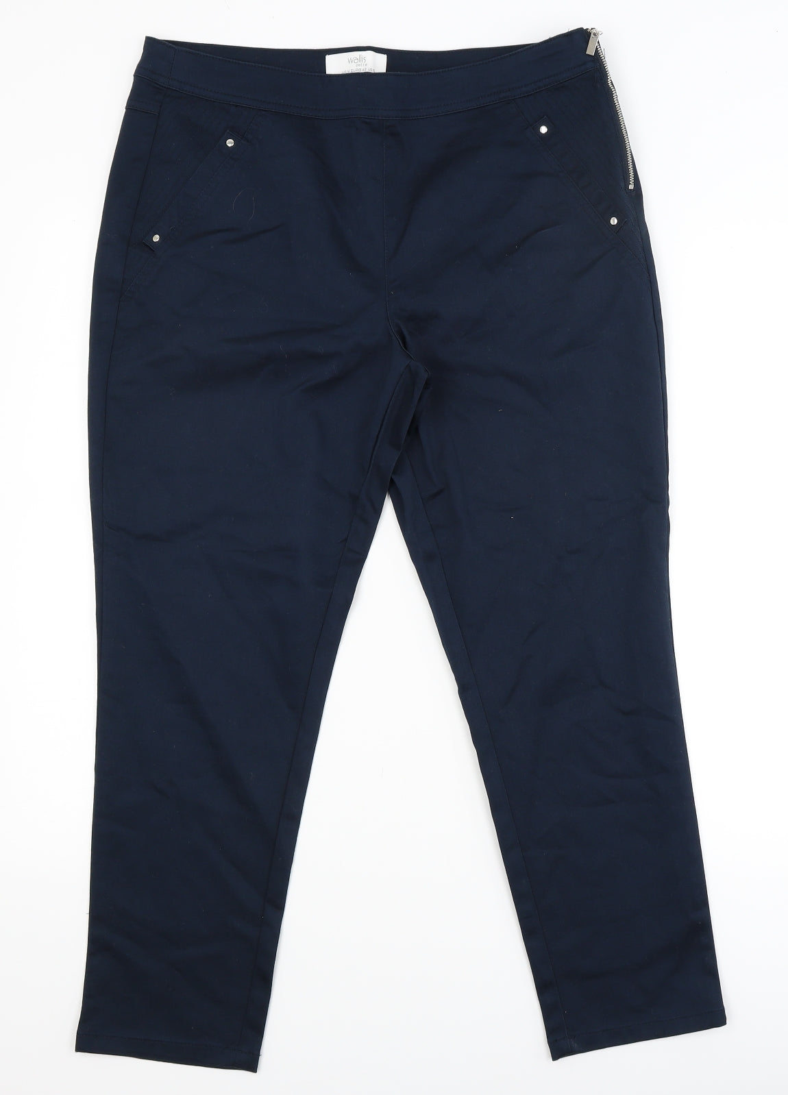 Wallis Womens Blue   Chino Trousers Size 14 L25 in