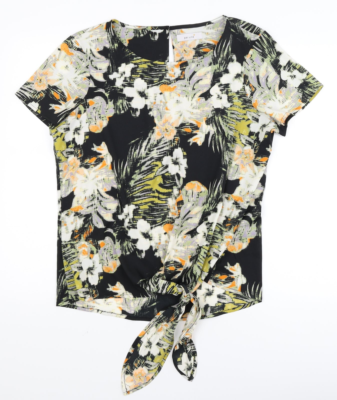 Per Una Womens Black Floral  Basic T-Shirt Size 14