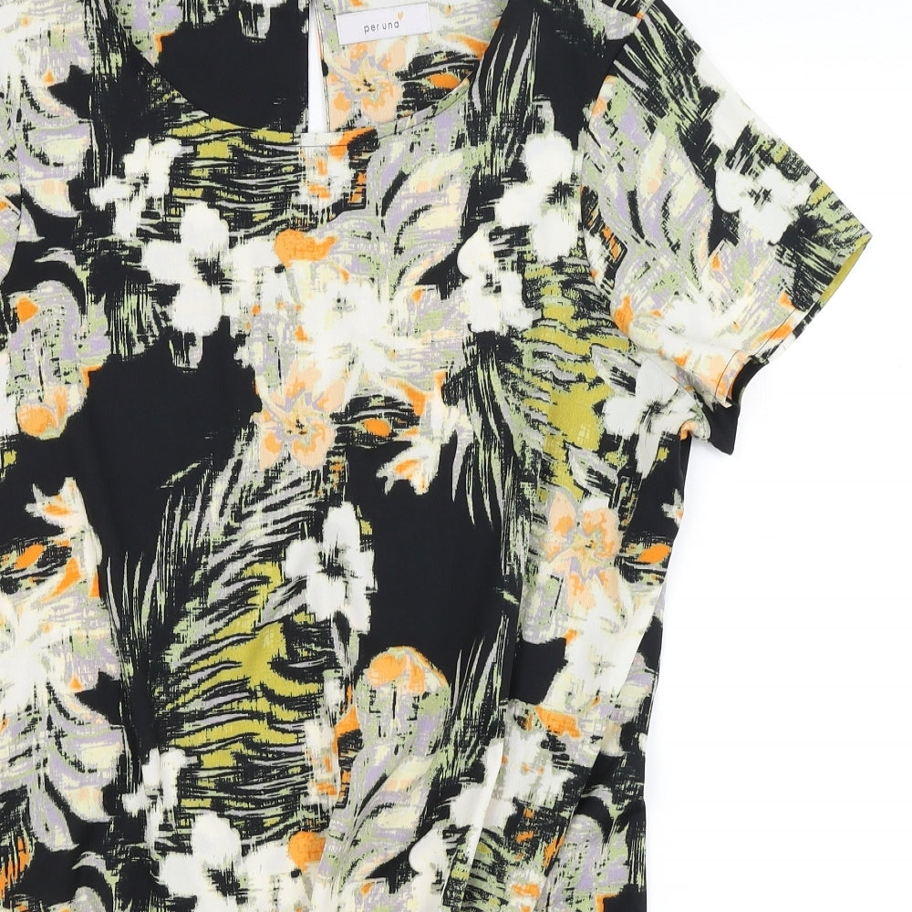 Per Una Womens Black Floral  Basic T-Shirt Size 14