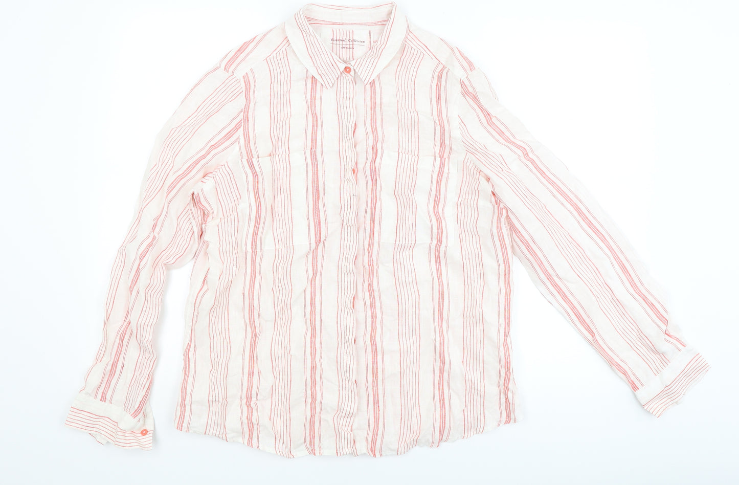 Marks and Spencer Womens Red Striped  Basic Button-Up Size 16