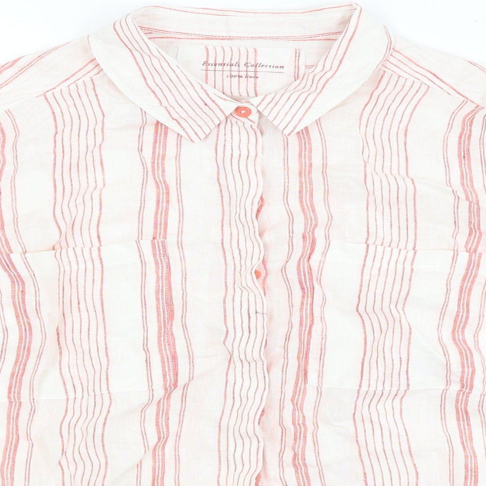Marks and Spencer Womens Red Striped  Basic Button-Up Size 16