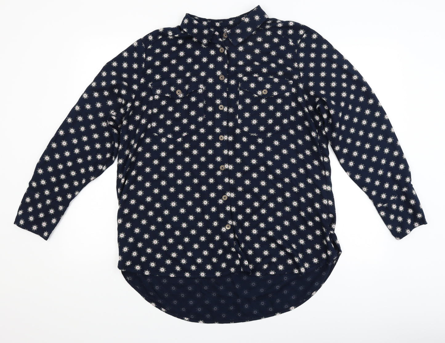 M&S Womens Blue Floral  Basic Blouse Size 16