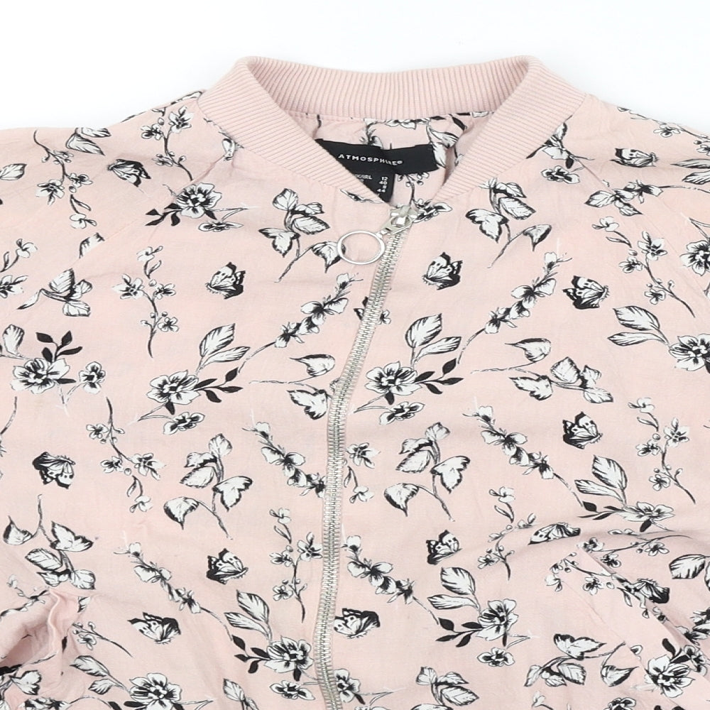 Atmosphere Womens Pink Floral  Full Zip Jumper Size 12