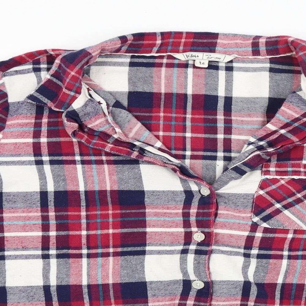Fat Face Womens Red Plaid  Basic Button-Up Size 16