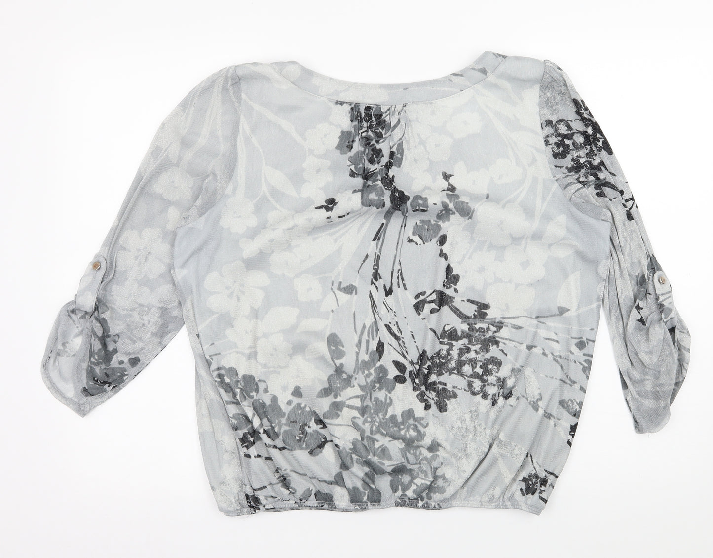 Dorothy Perkins Womens Silver Floral  Basic Blouse Size 18