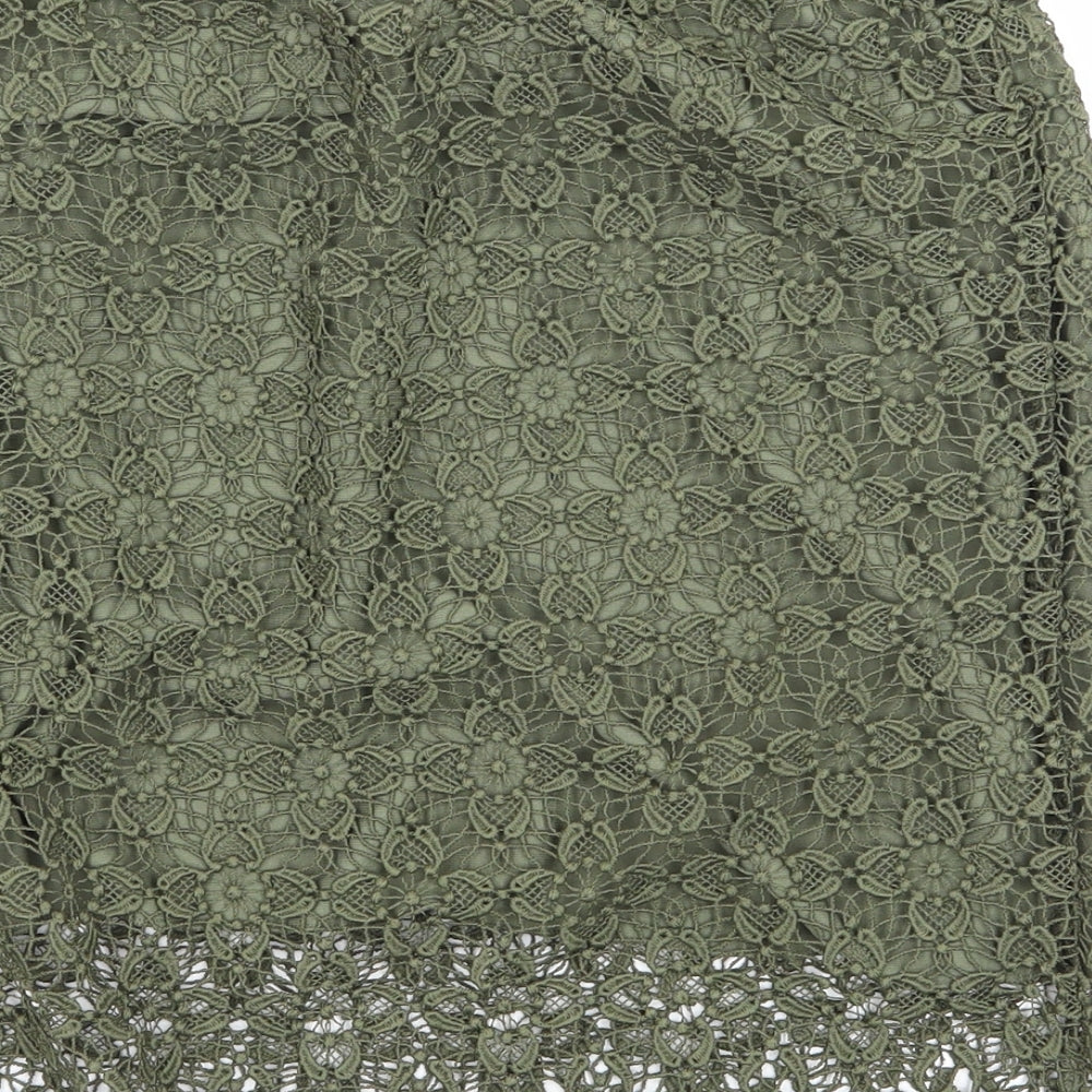 H&M Womens Green  Lace A-Line Skirt Size 10