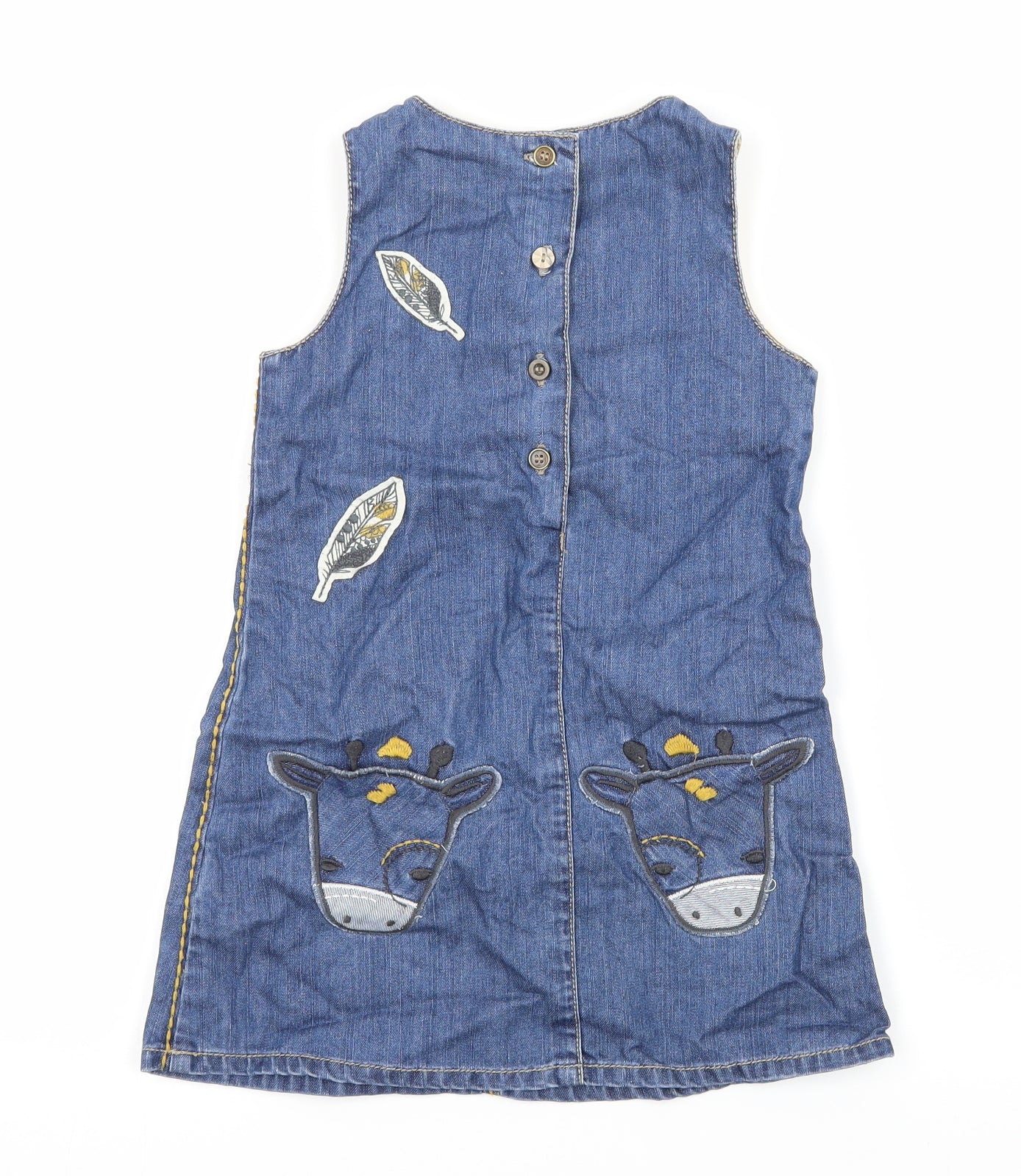 NEXT Girls Blue Geometric Denim A-Line  Size 2-3 Years  - Giraffe