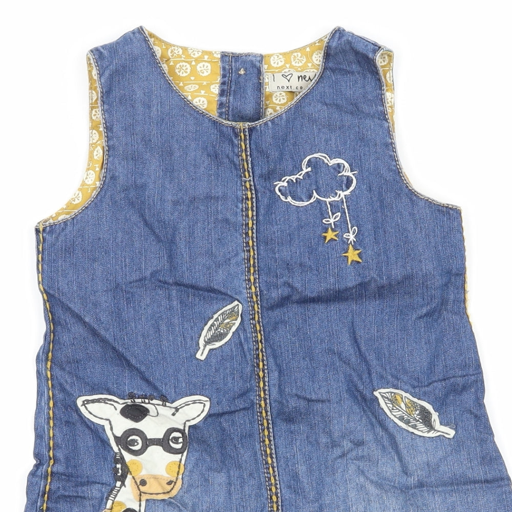 NEXT Girls Blue Geometric Denim A-Line  Size 2-3 Years  - Giraffe