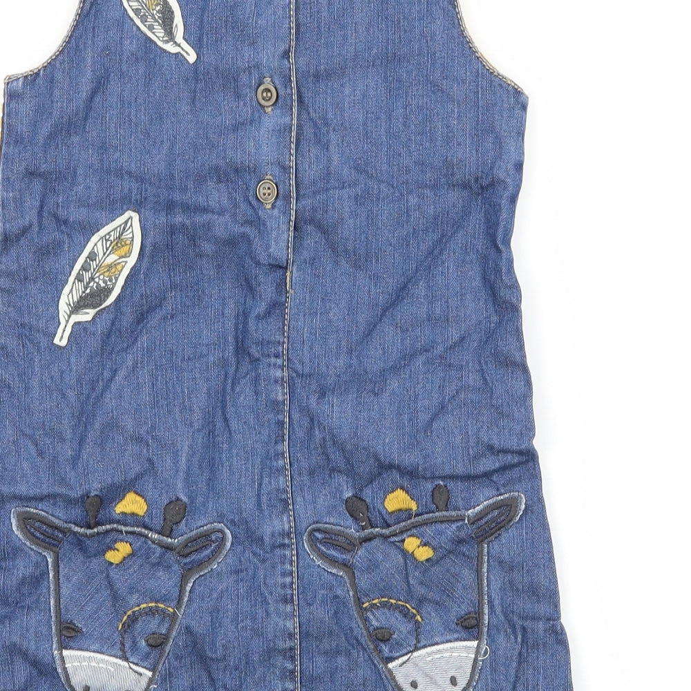 NEXT Girls Blue Geometric Denim A-Line  Size 2-3 Years  - Giraffe