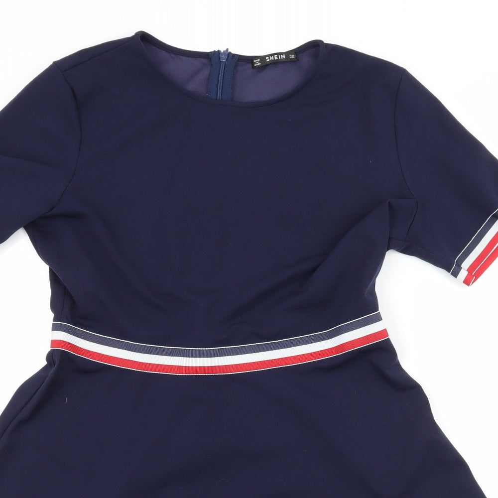 SheIn Womens Blue  Jersey Skater Dress  Size L