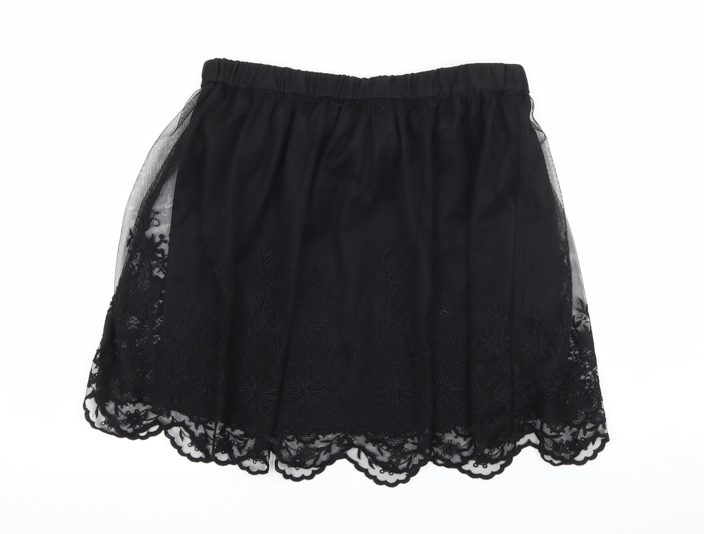 H&M Womens Black  Chiffon Flare Skirt Size 10