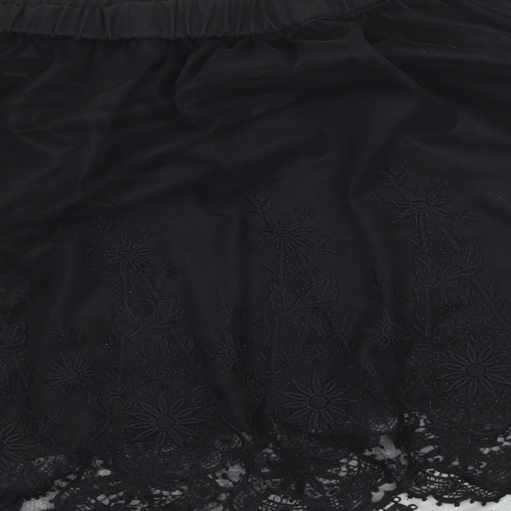 H&M Womens Black  Chiffon Flare Skirt Size 10
