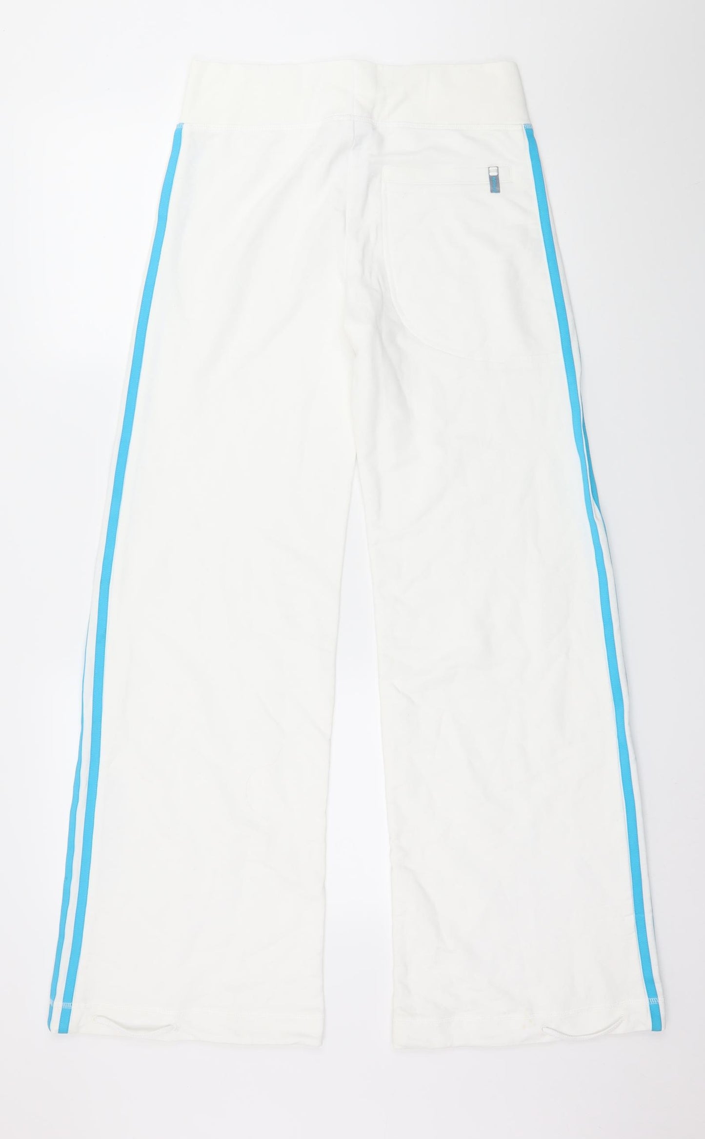 adidas Womens White Striped Jersey Jogger Trousers Size 10 L30 in