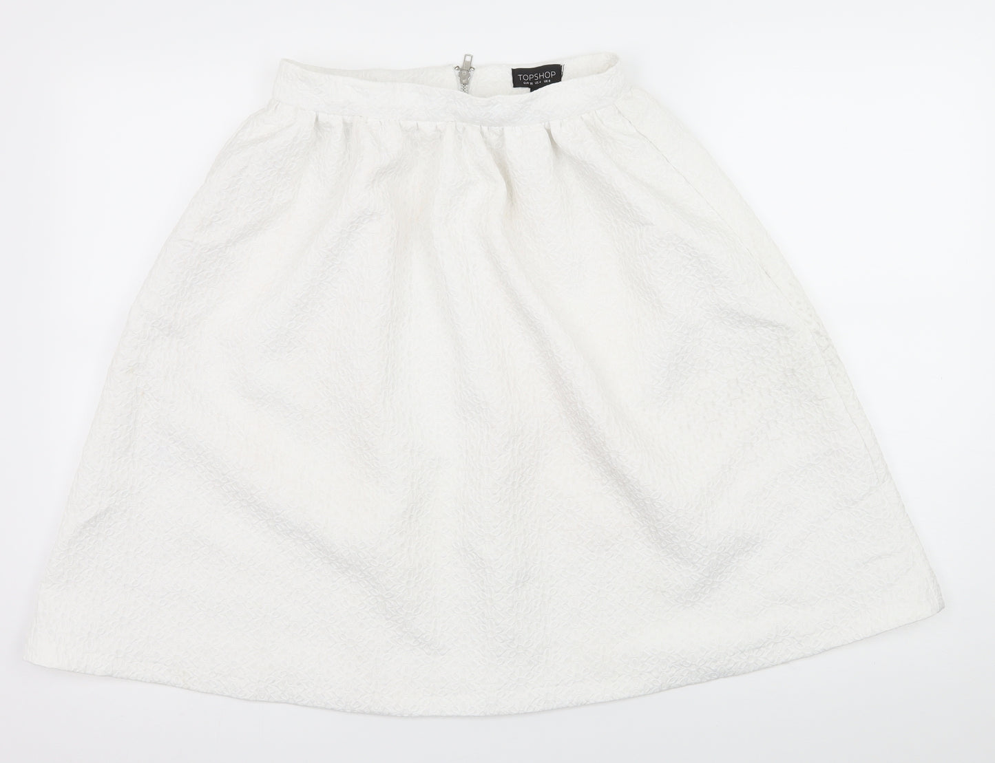 Topshop Womens White Floral  Flare Skirt Size 8