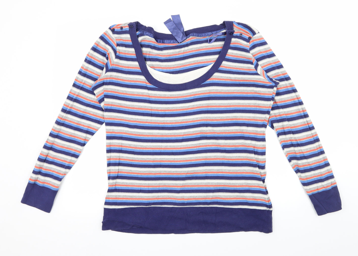 E-vie Womens Multicoloured Striped Jersey Basic T-Shirt Size 22