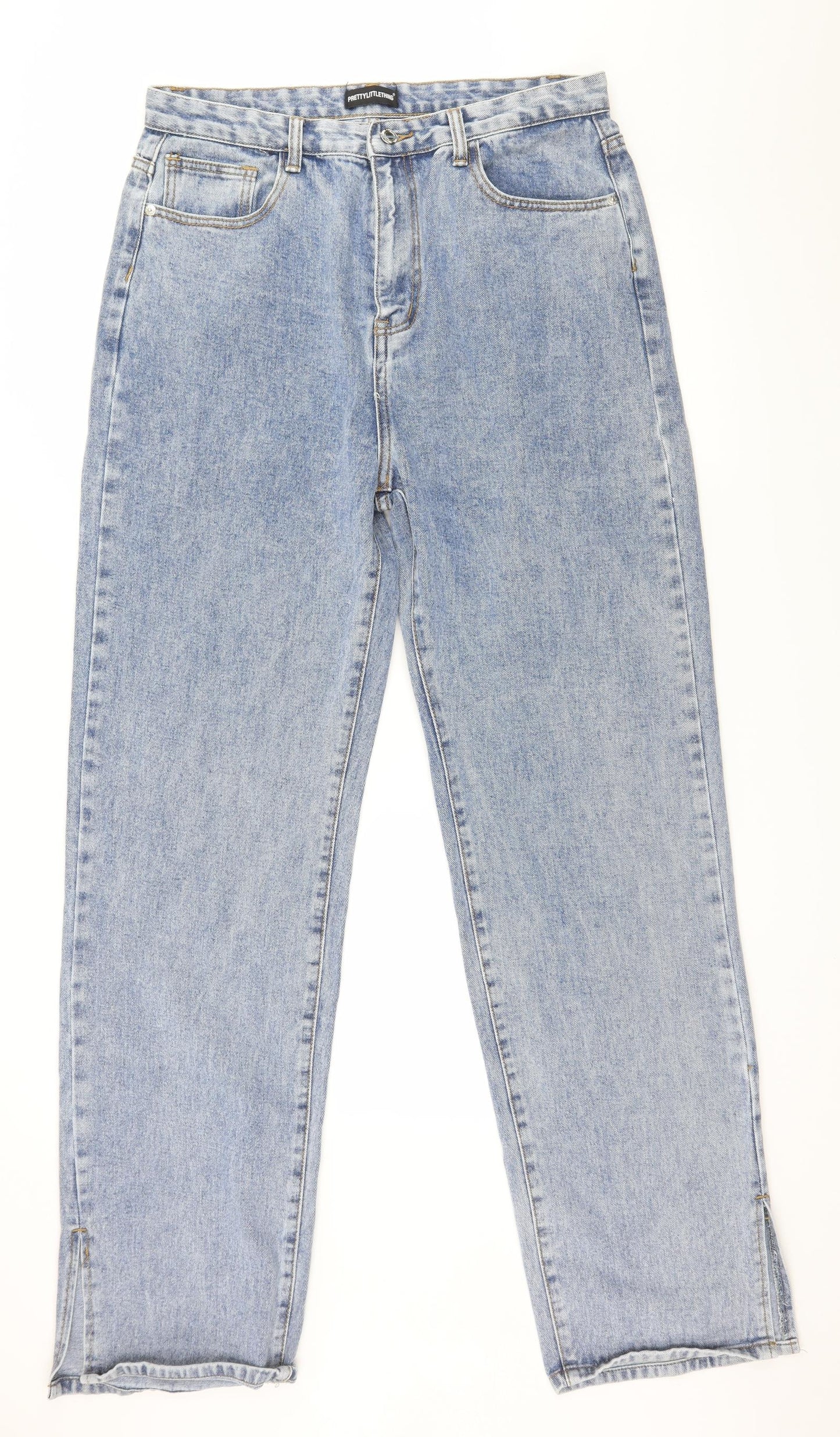 PRETTYLITTLETHING Womens Blue  Denim Wide-Leg Jeans Size 16 L33 in
