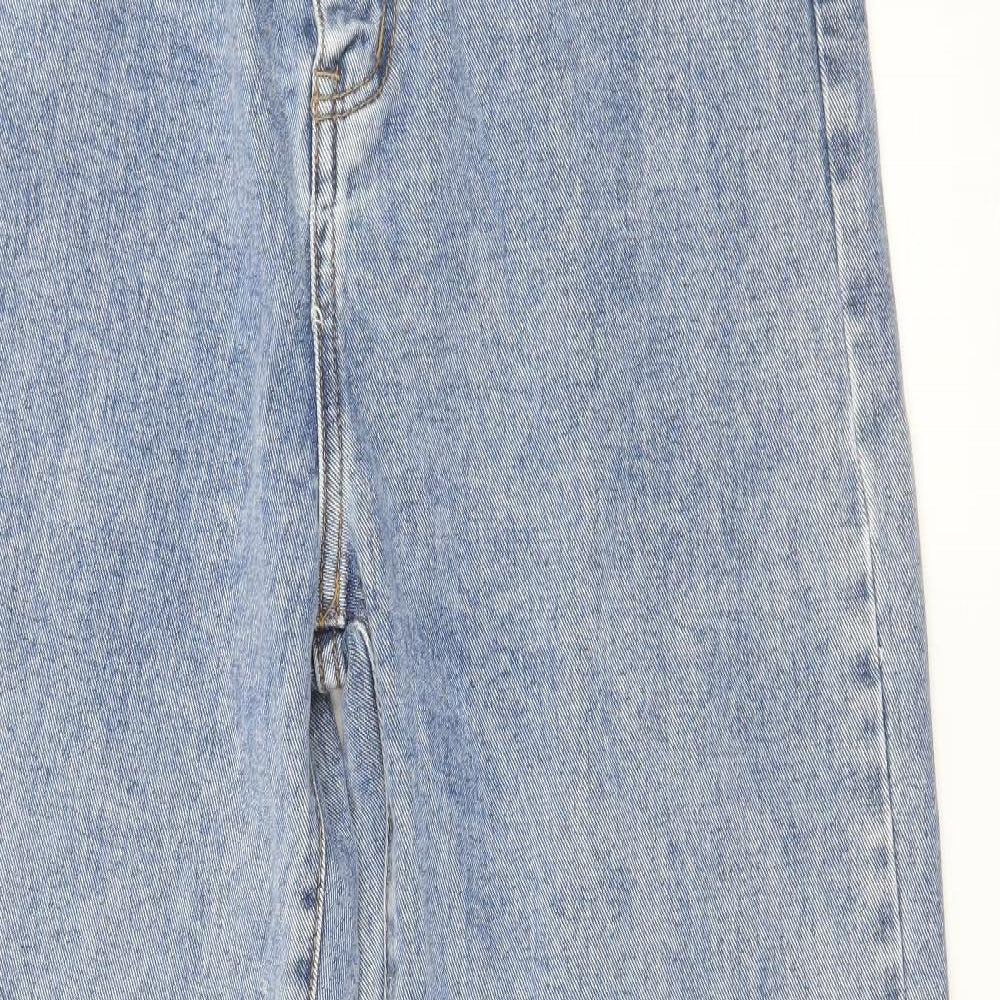PRETTYLITTLETHING Womens Blue  Denim Wide-Leg Jeans Size 16 L33 in