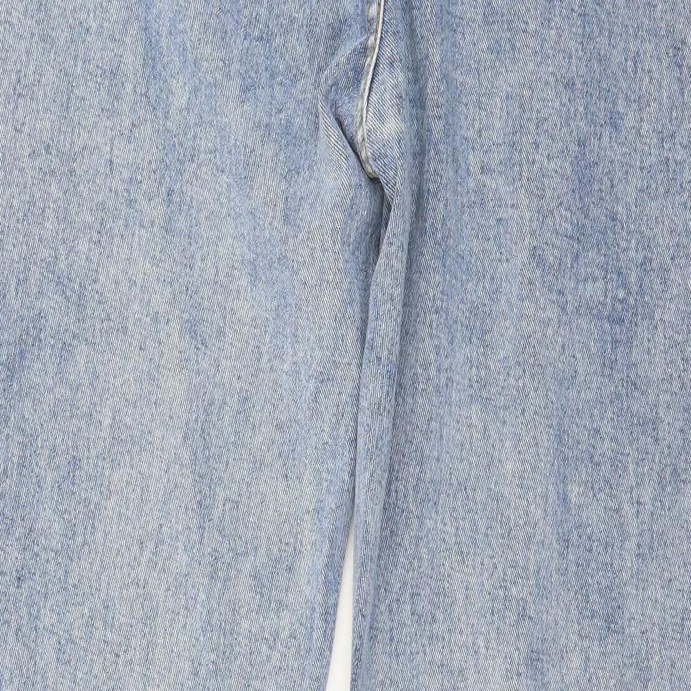 PRETTYLITTLETHING Womens Blue  Denim Wide-Leg Jeans Size 16 L33 in