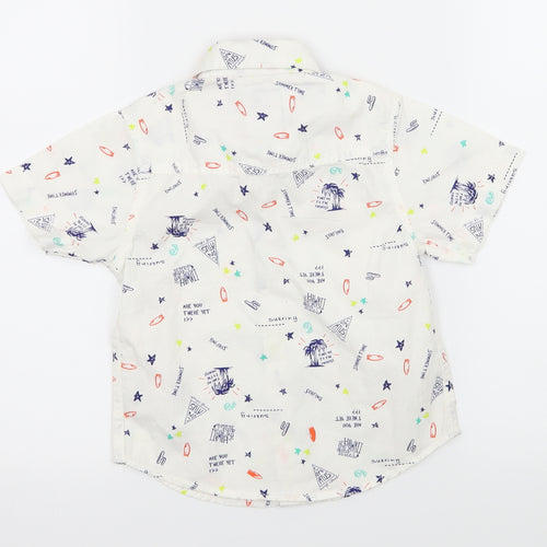 Chalk Boys White Geometric  Basic Button-Up Size 4-5 Years  - Hawaiian