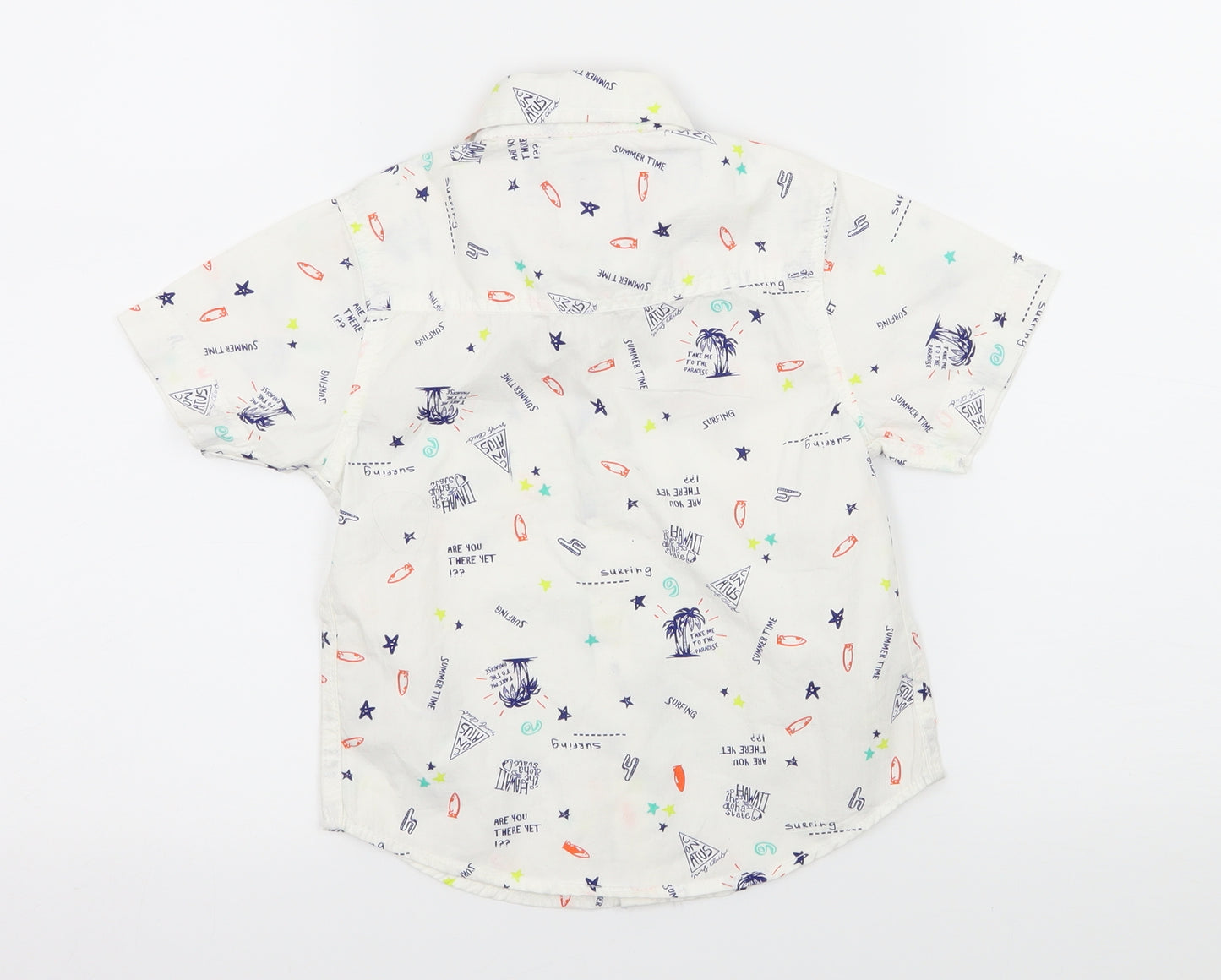 Chalk Boys White Geometric  Basic Button-Up Size 4-5 Years  - Hawaiian