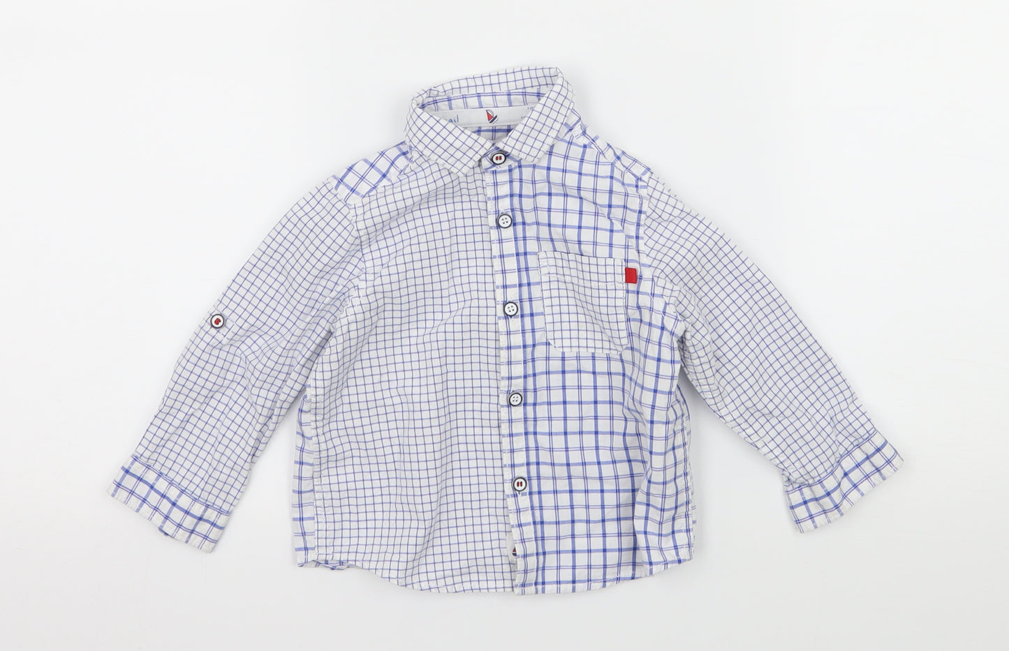 Mothercare Baby White Check  Basic Button-Up Size 9-12 Months