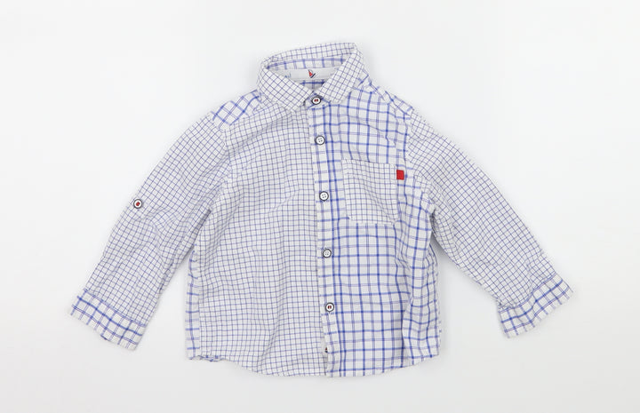 Mothercare Baby White Check  Basic Button-Up Size 9-12 Months