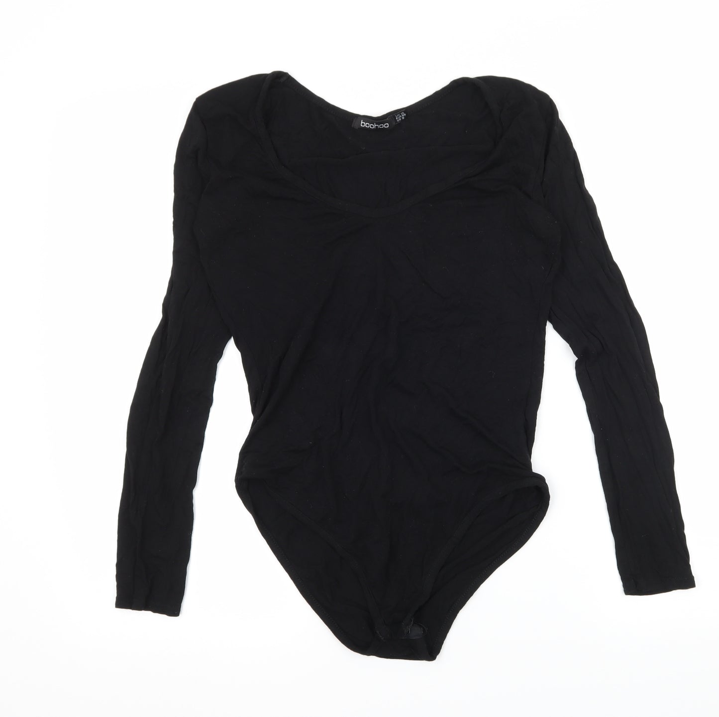 Boohoo Womens Black  Jersey Bodysuit One-Piece Size 12