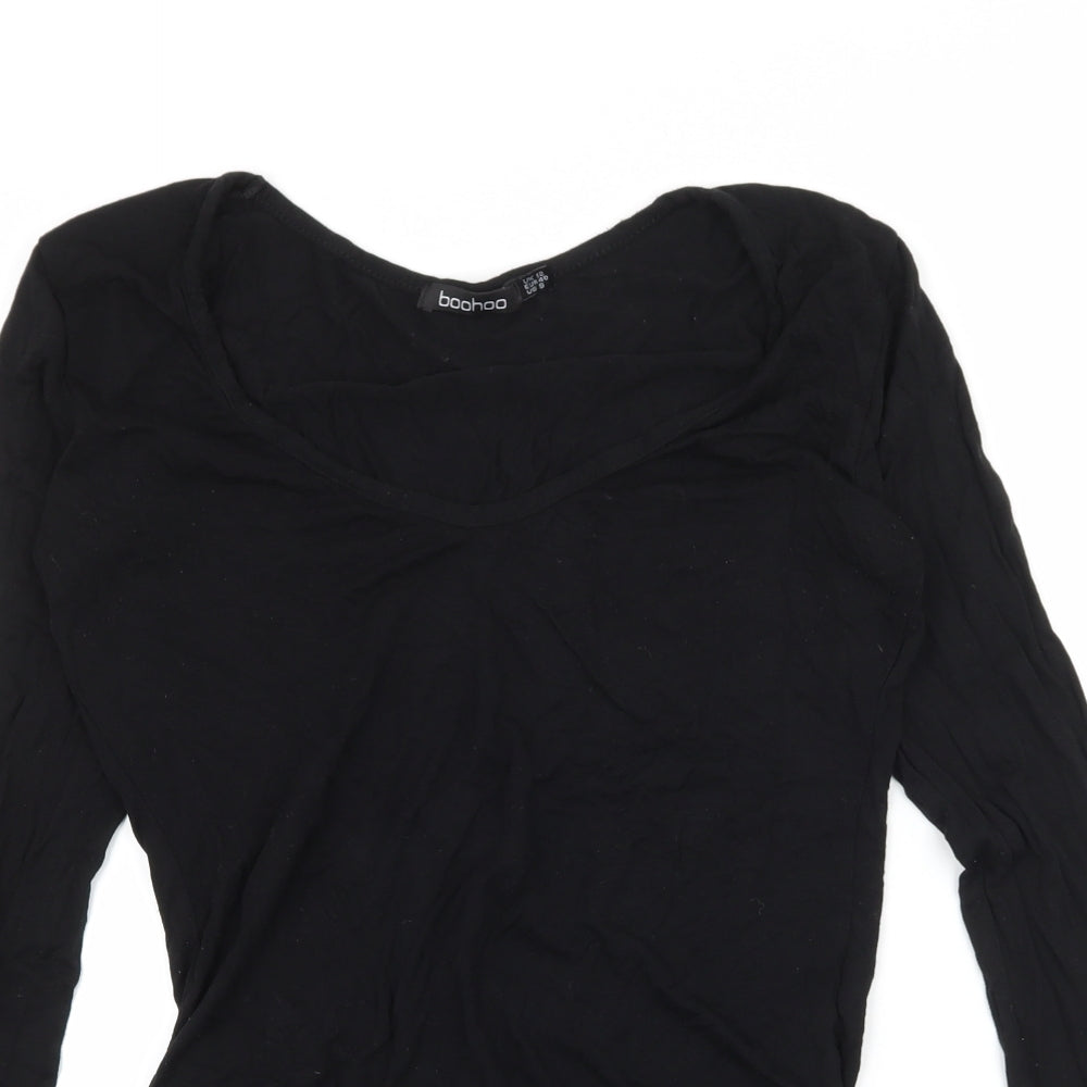Boohoo Womens Black  Jersey Bodysuit One-Piece Size 12