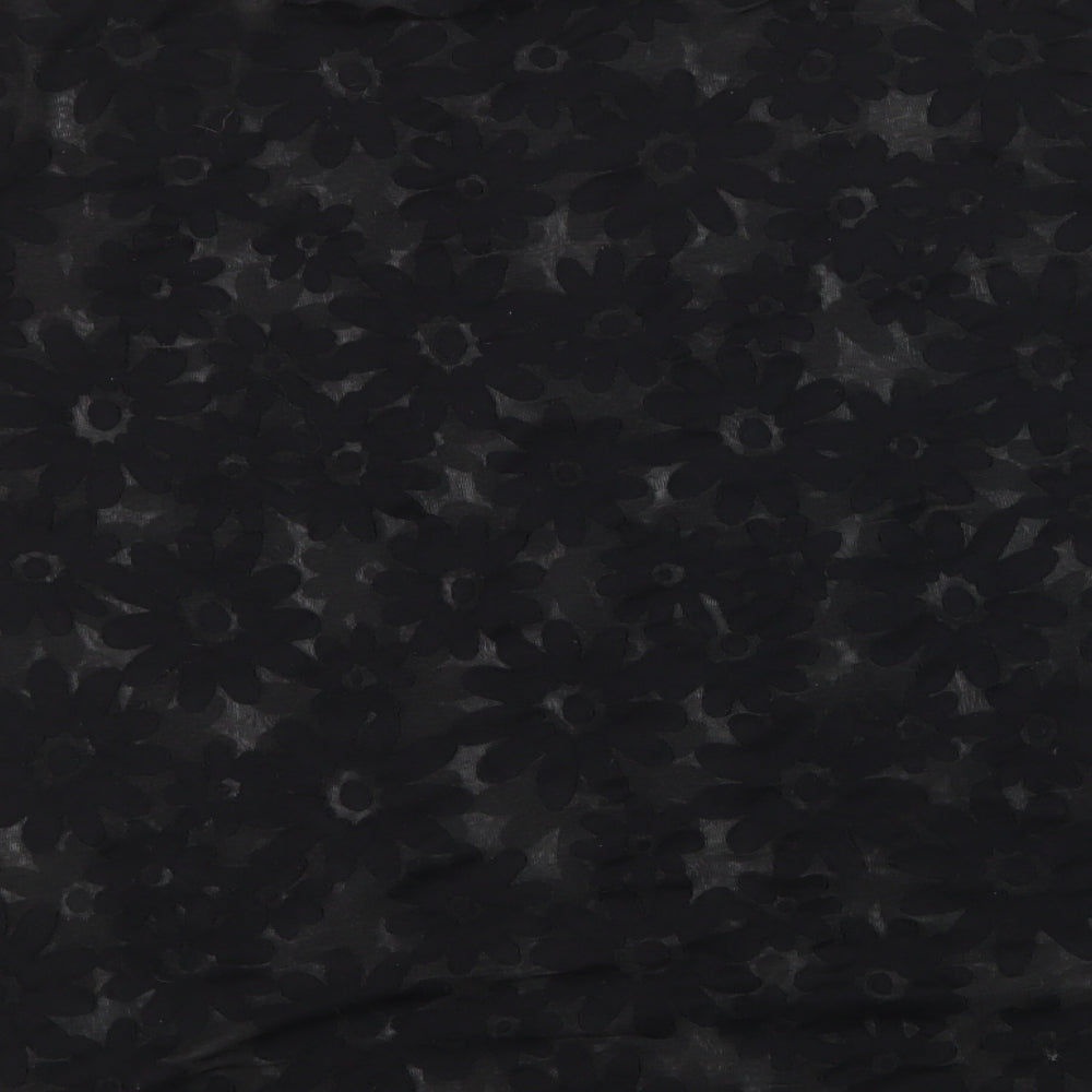 Topshop Womens Black Floral Mesh Basic T-Shirt Size S