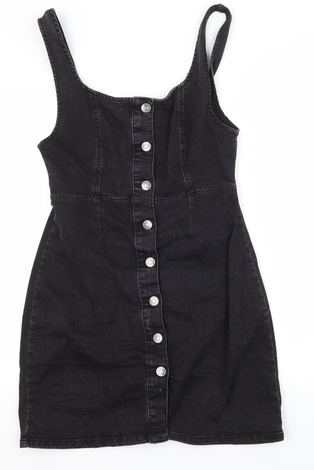 Denim & Co. Womens Grey  Denim Pinafore/Dungaree Dress  Size 12