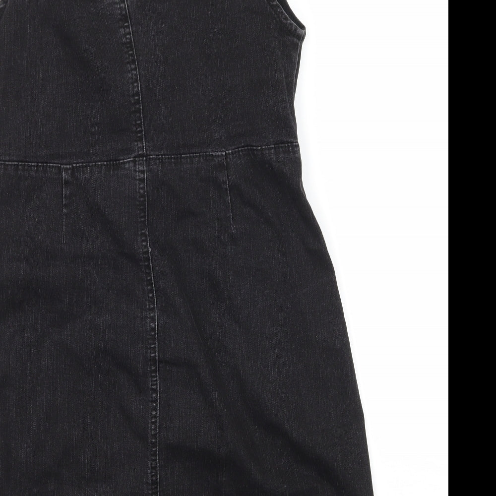Denim & Co. Womens Grey  Denim Pinafore/Dungaree Dress  Size 12