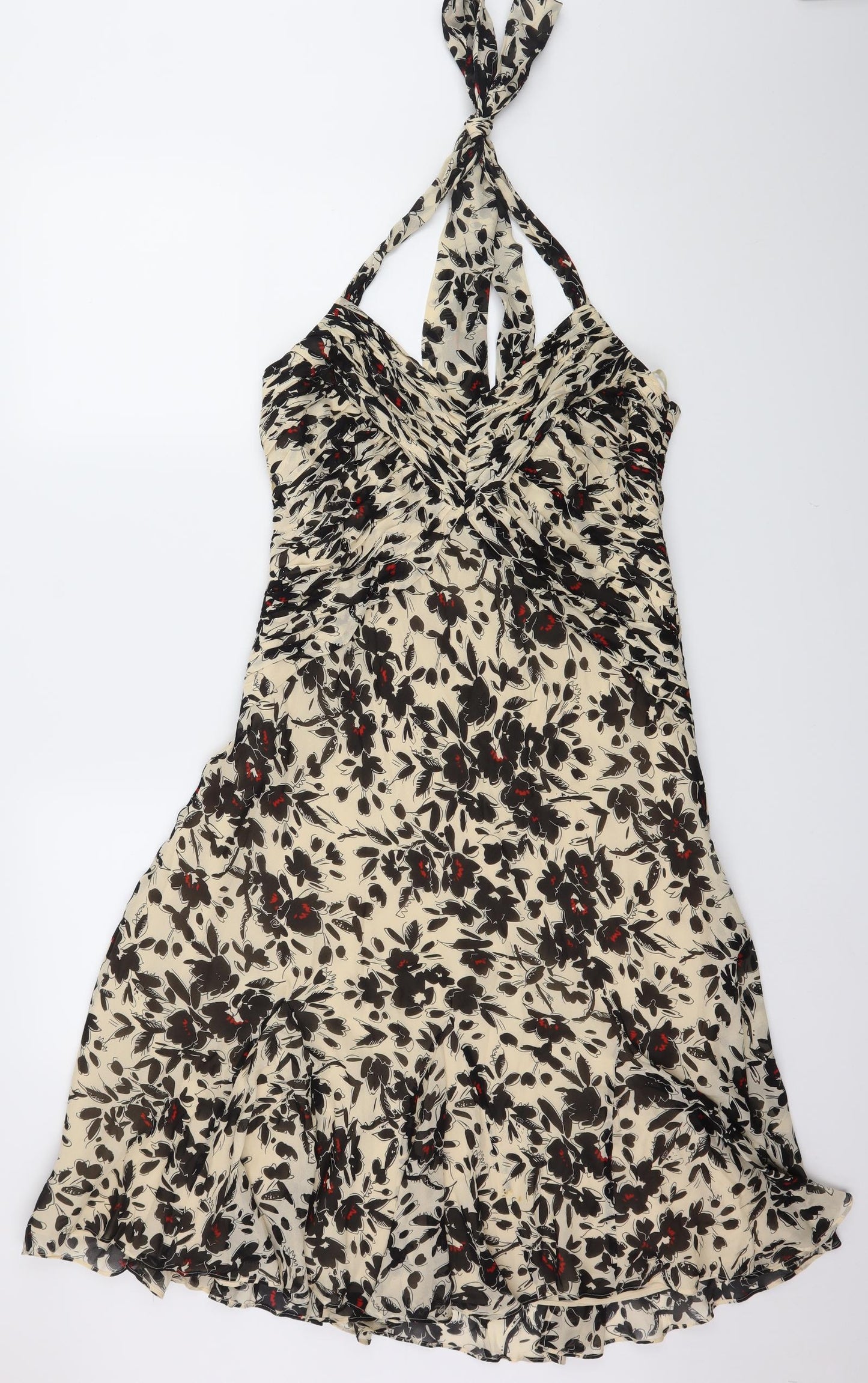 Coast Womens Beige Geometric Chiffon Fit & Flare  Size 14