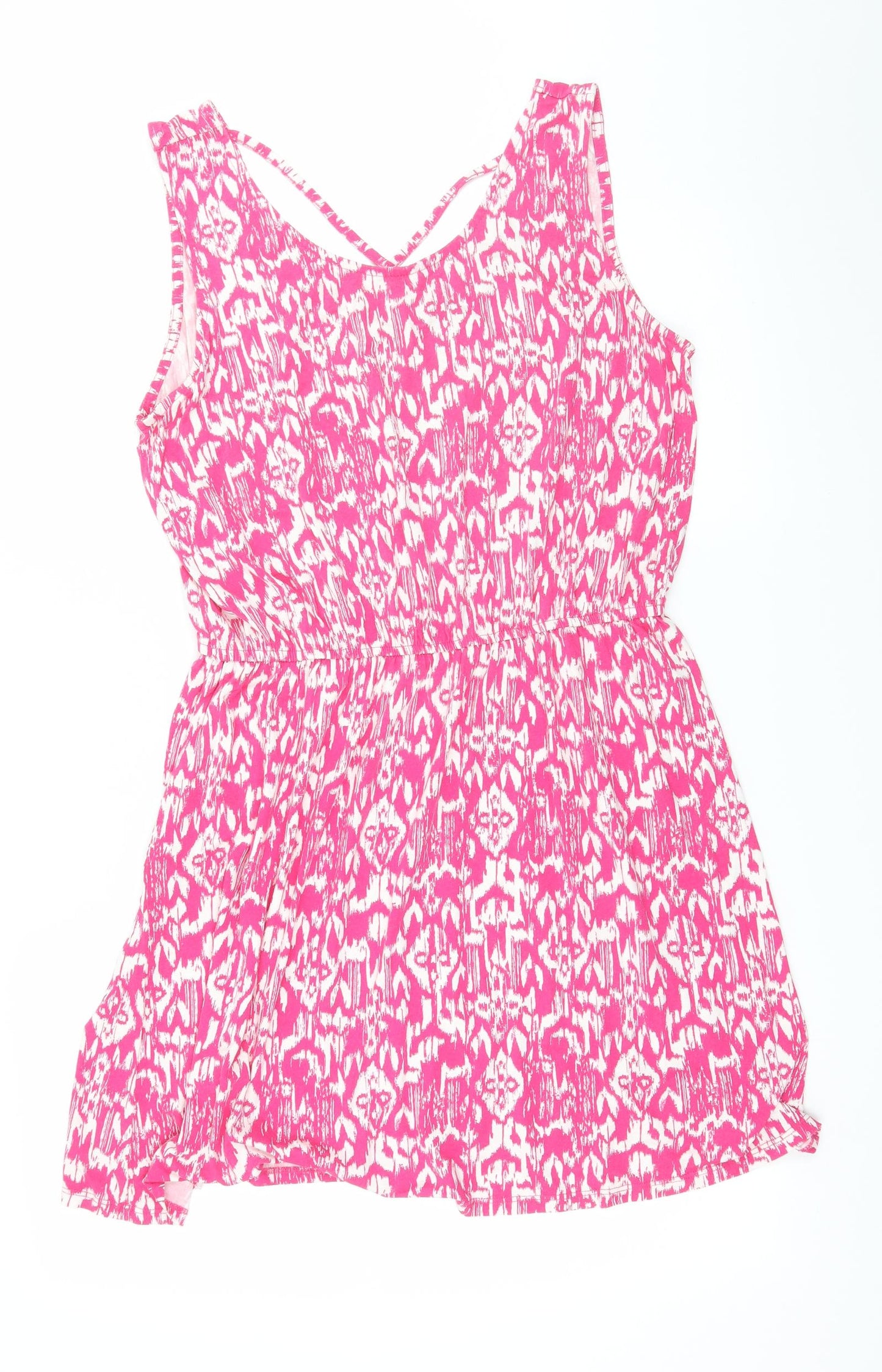 George Womens Pink Geometric Jersey Skater Dress  Size 14