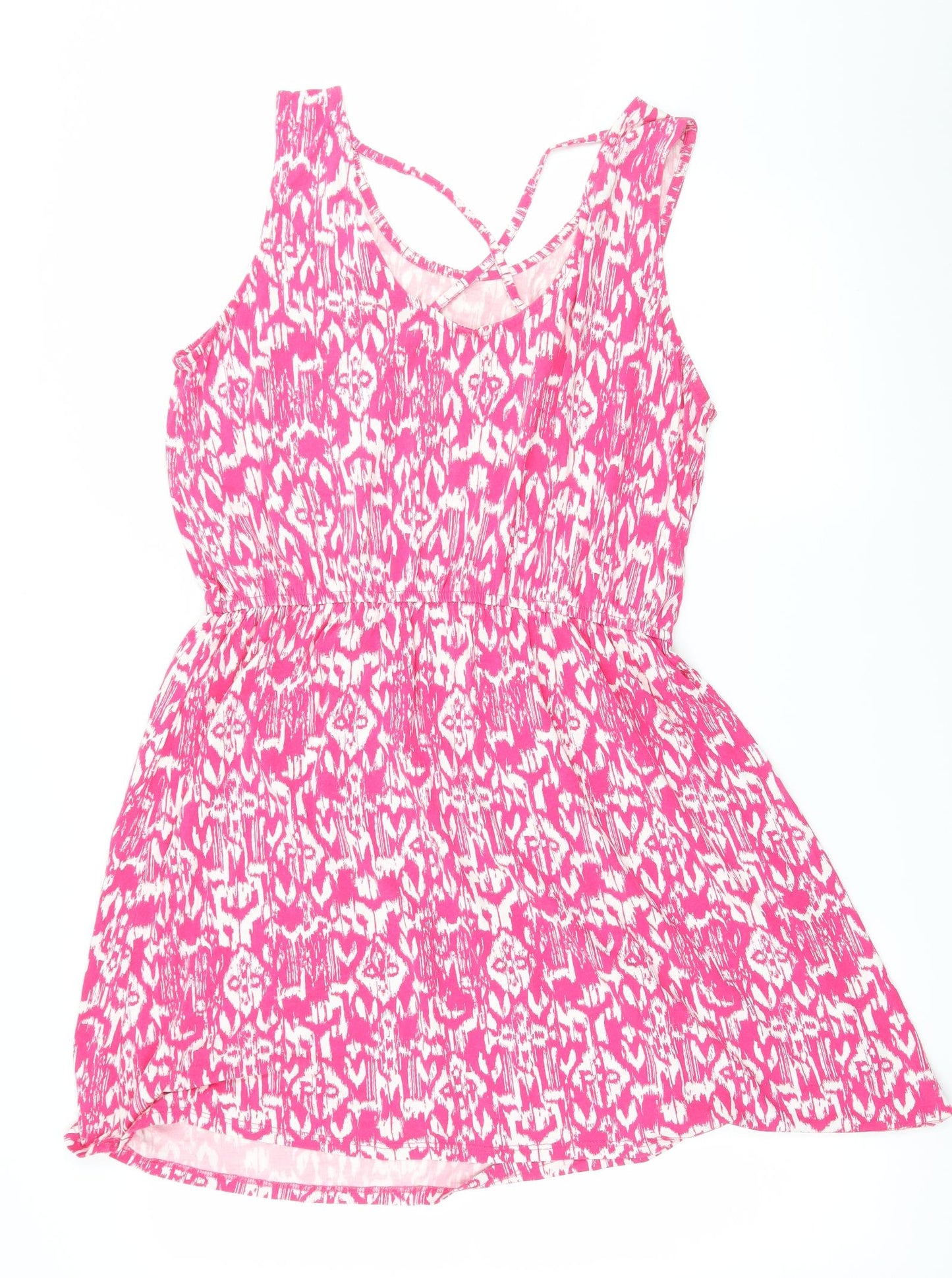 George Womens Pink Geometric Jersey Skater Dress  Size 14