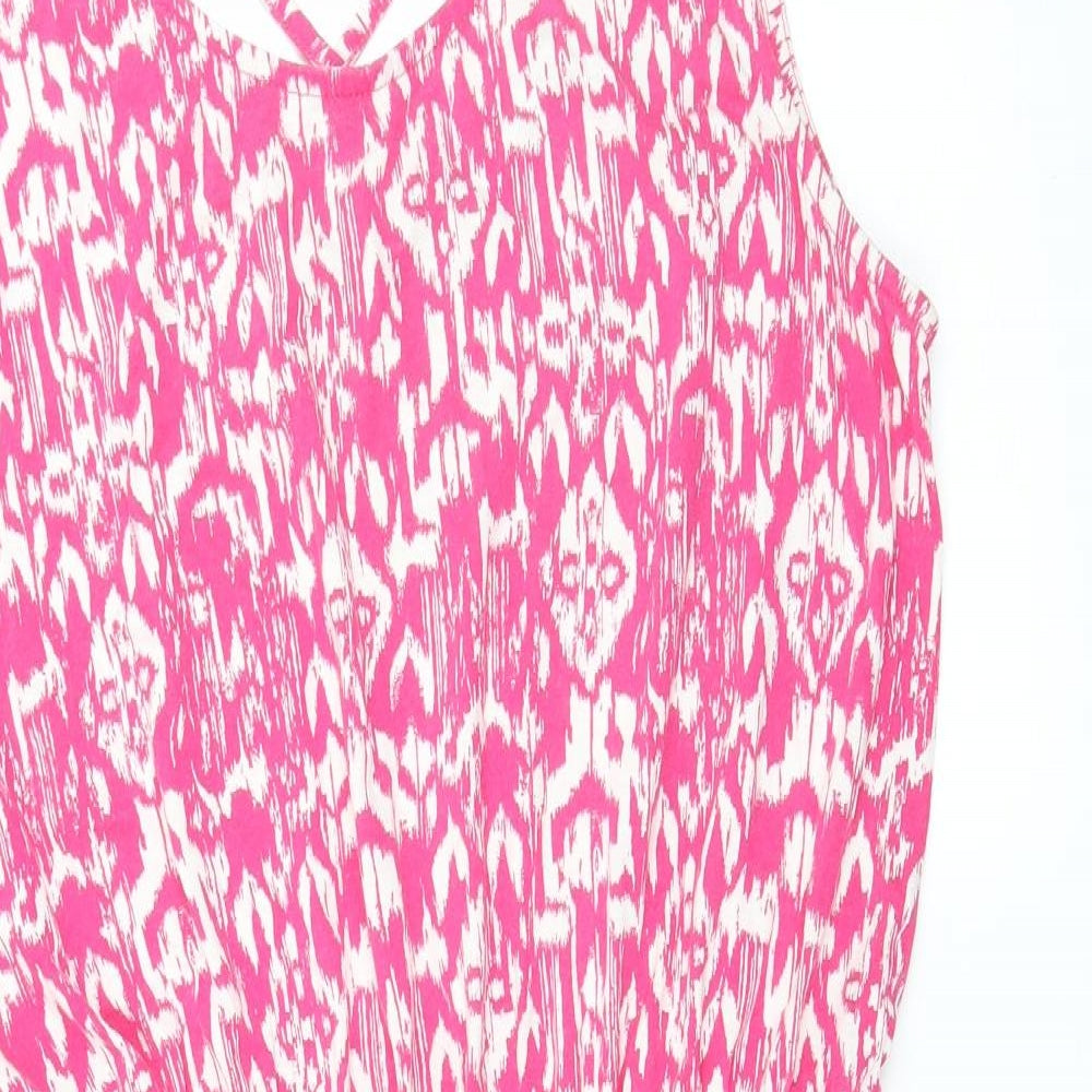 George Womens Pink Geometric Jersey Skater Dress  Size 14