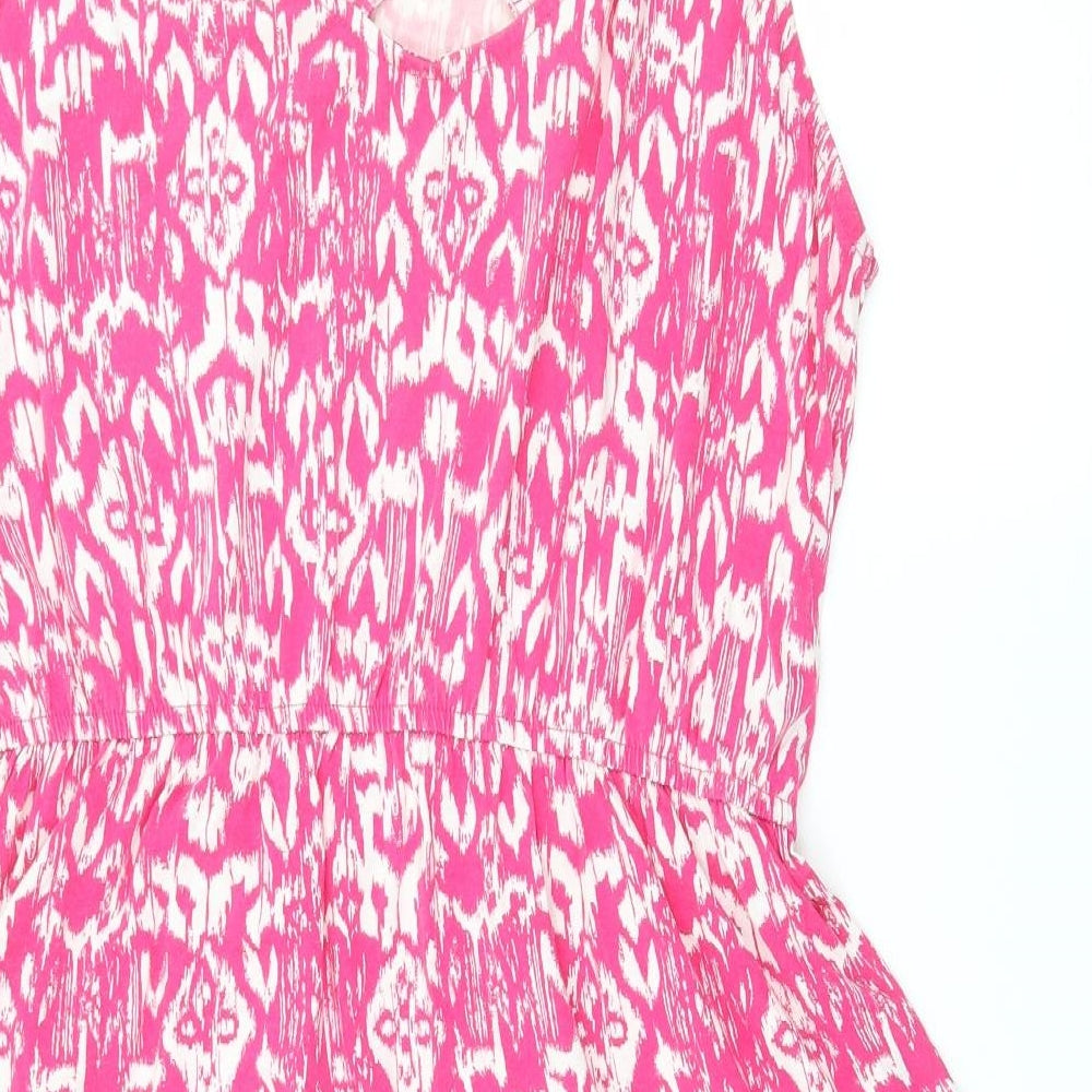 George Womens Pink Geometric Jersey Skater Dress  Size 14