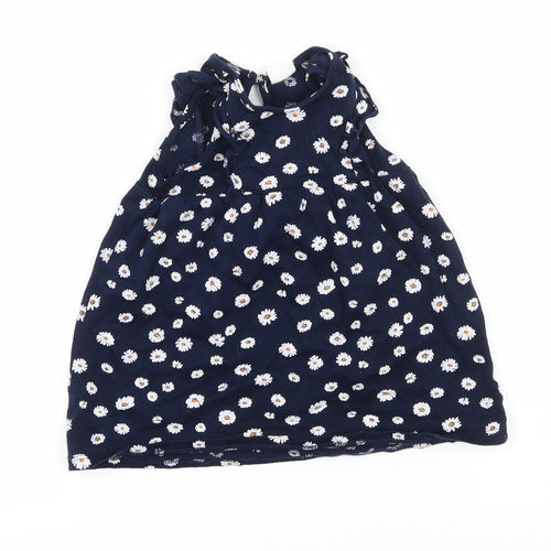 H&M Girls Blue Floral Jersey T-Shirt Dress  Size 6-9 Months