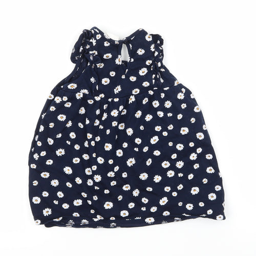 H&M Girls Blue Floral Jersey T-Shirt Dress  Size 6-9 Months