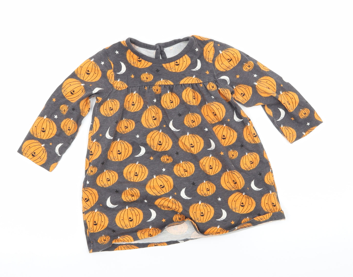 George Girls Grey Geometric Jersey T-Shirt Dress  Size 9-12 Months  - Pumpkin