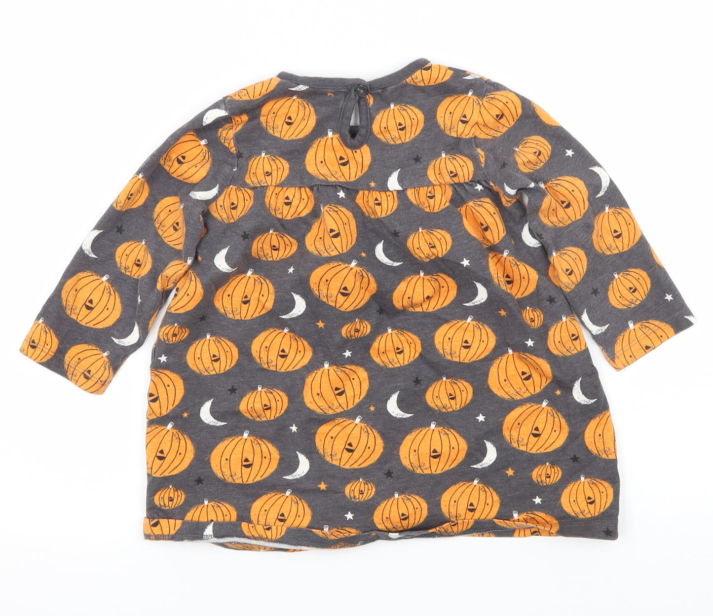 George Girls Grey Geometric Jersey T-Shirt Dress  Size 9-12 Months  - Pumpkin