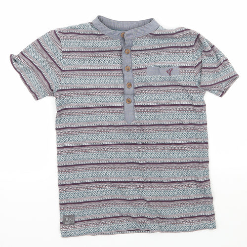 RJR.John Rocha Boys Grey Striped Jersey Basic T-Shirt Size 7-8 Years
