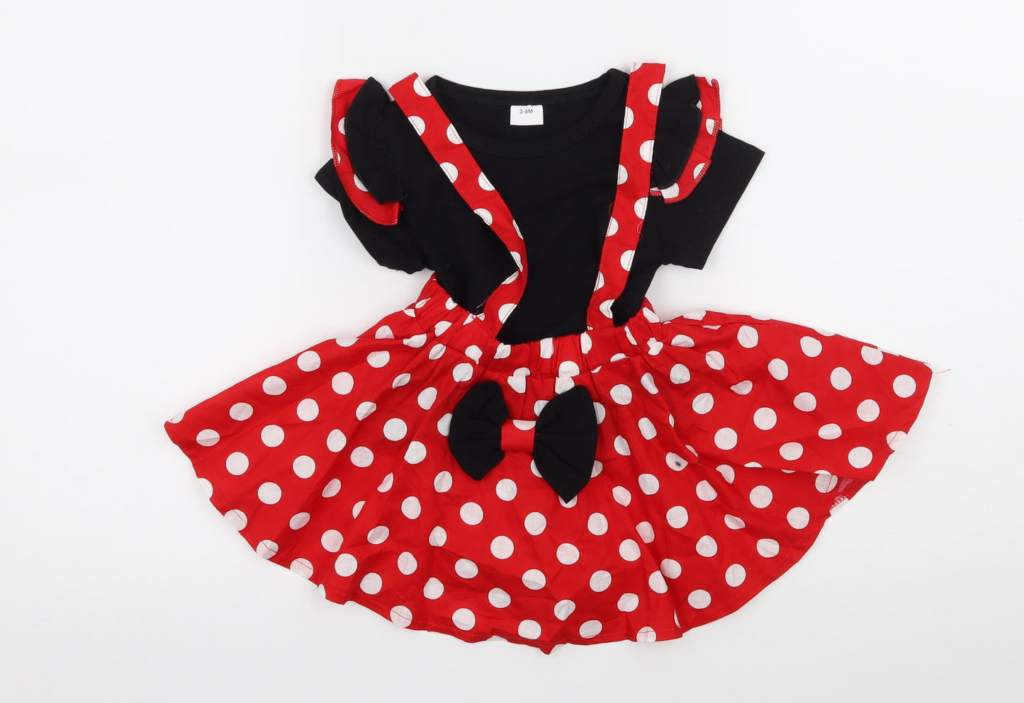 Preworn Girls Red Polka Dot Jersey Skirt/ Skort Set Outfit/Set Size 3-6 Months